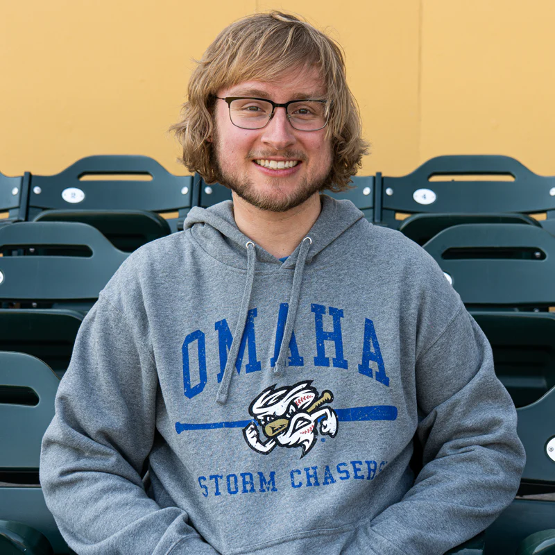 Omaha Storm Chasers Men's 108 Stitches Arch Bat Metal Heather Hoodie - Image 2