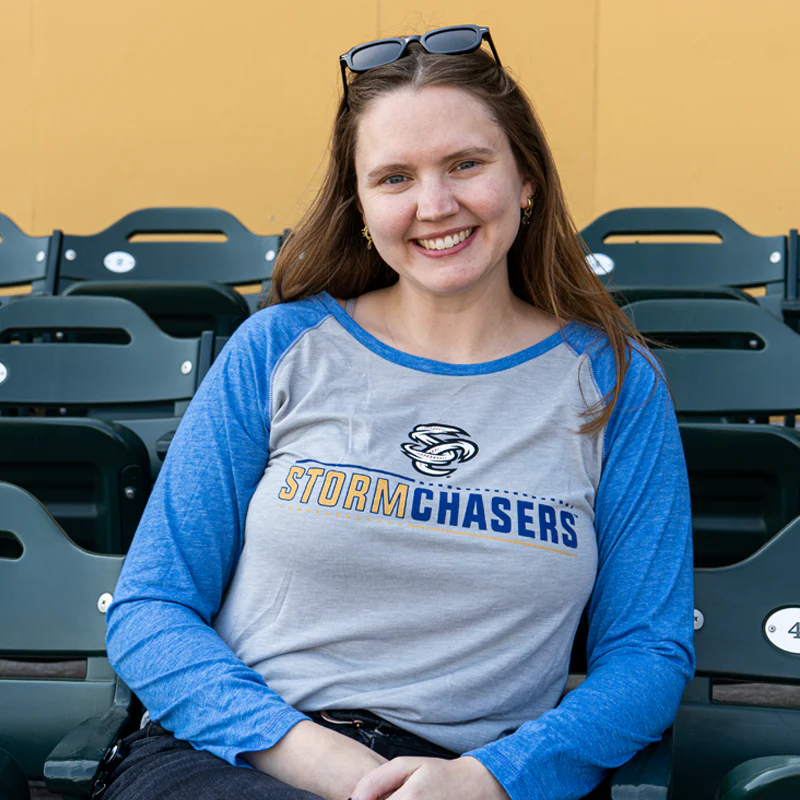 Omaha Storm Chasers Women's 108 Stitches Focus Vintage Gray Raglan - Image 2
