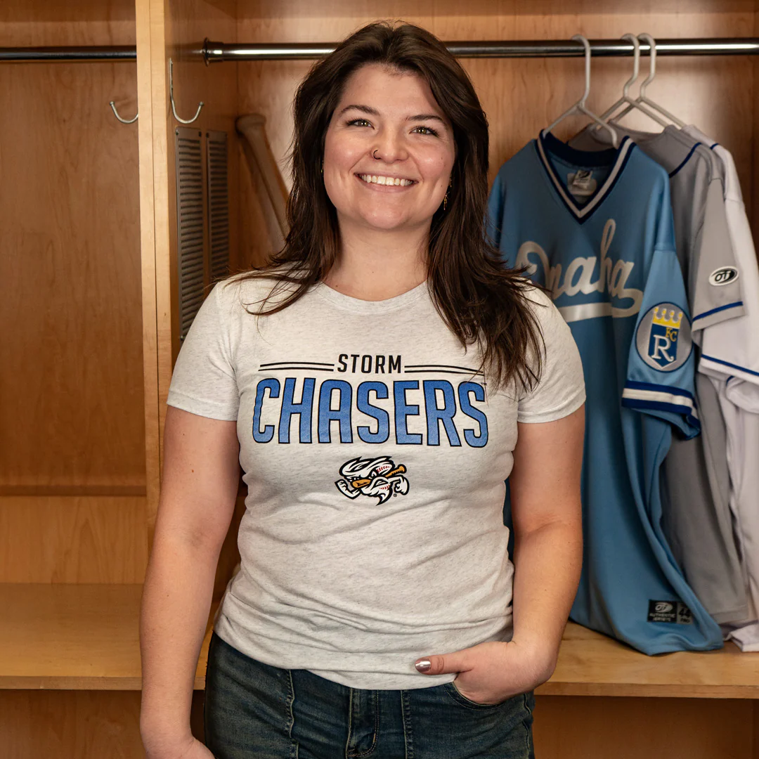 Omaha Storm Chasers Women's 108 Stitches Formal White Tee - Image 2