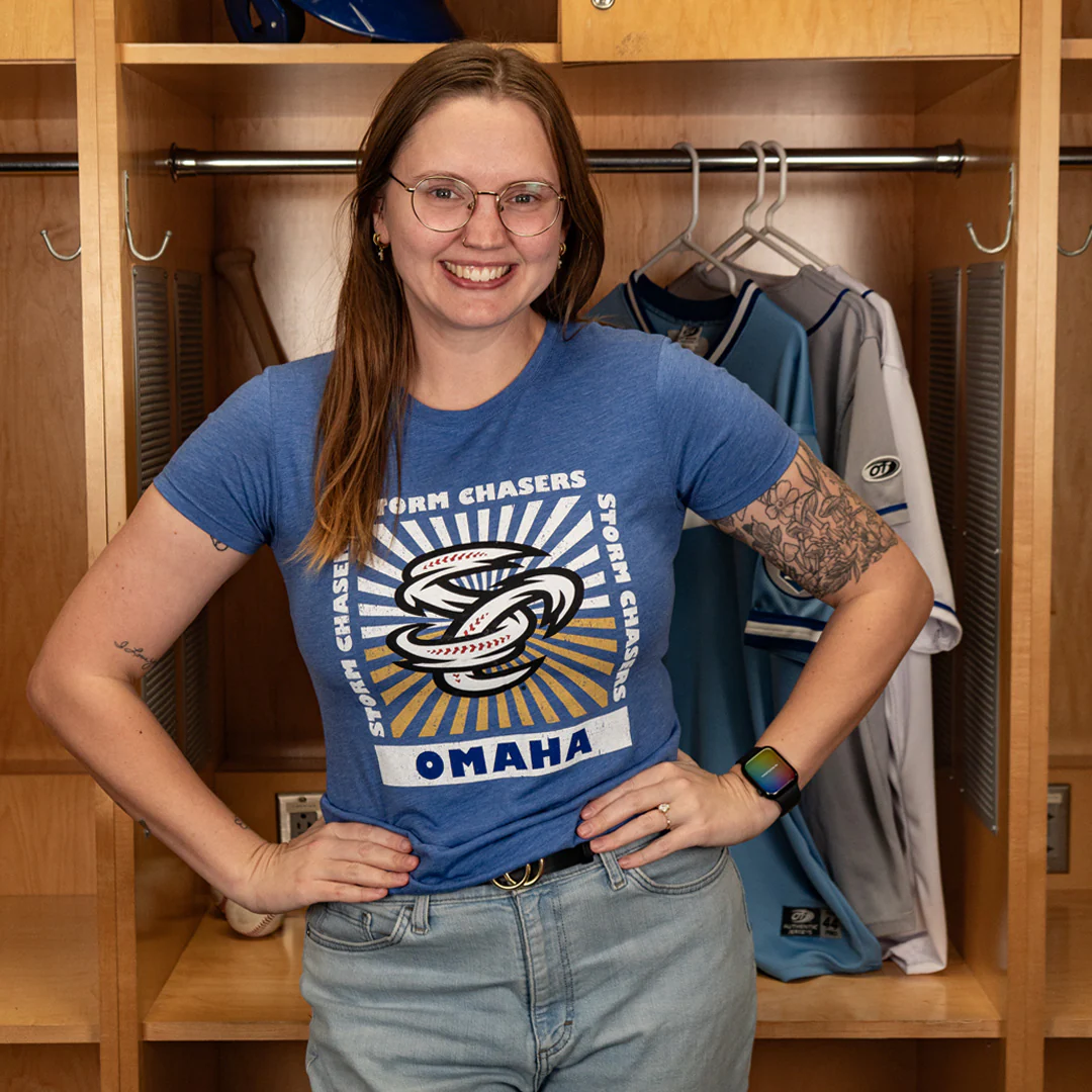 Omaha Storm Chasers Women's 108 Stitches Sunspot Royal Tee - Image 2