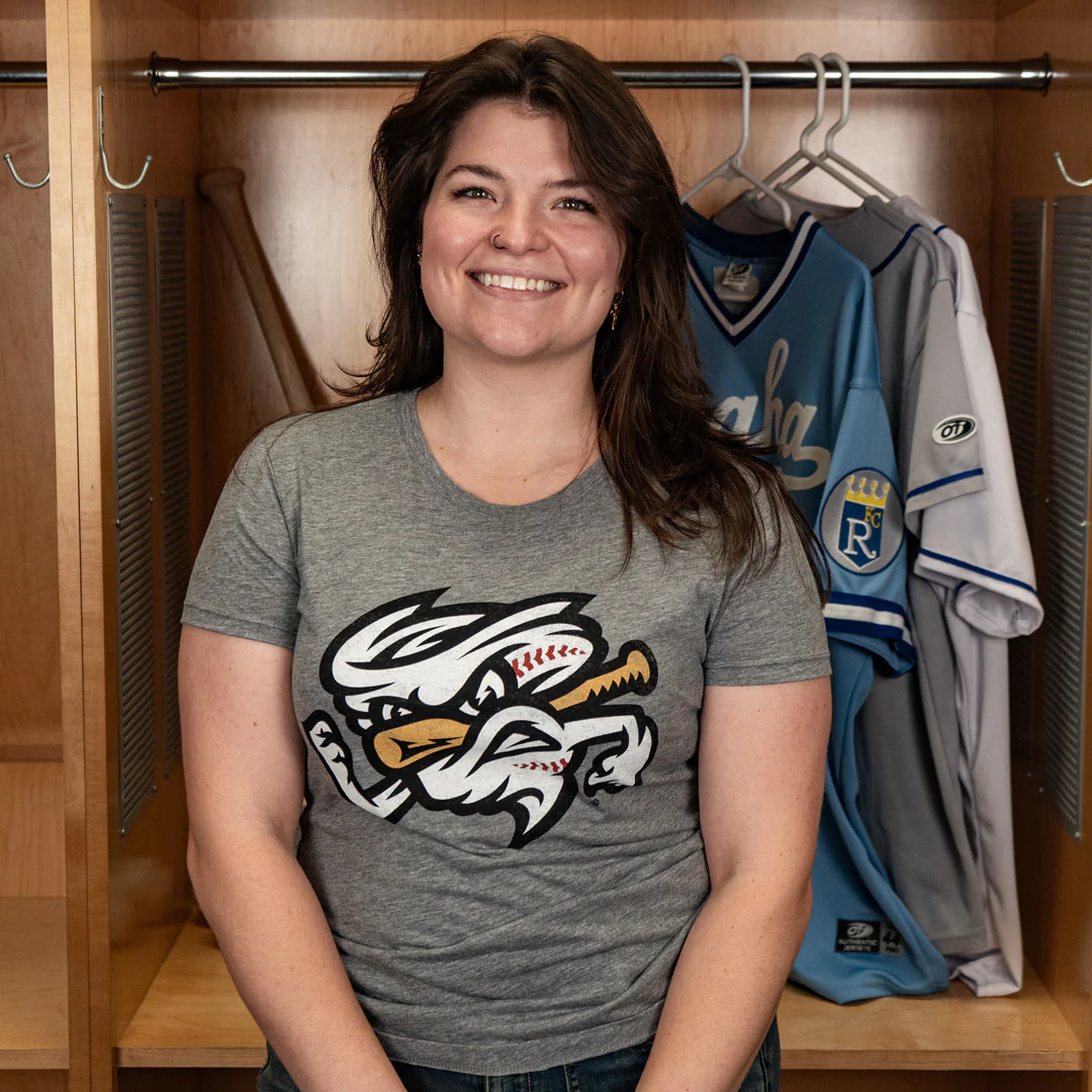 Omaha Storm Chasers Women's 108 Stitches Vintage Gray Tee - Image 2