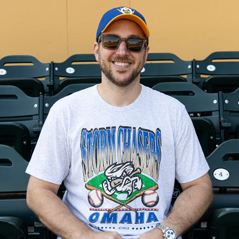 Omaha Storm Chasers Men's '47 Brand Straight Shot Two Franklin Gray Tee - Image 3