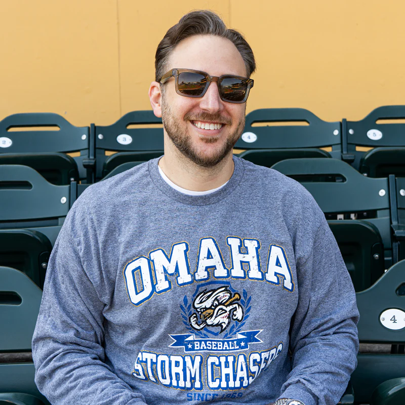 Omaha Storm Chasers Men's Bimm Ridder Graphite Heather Benders LS Tee - Image 2