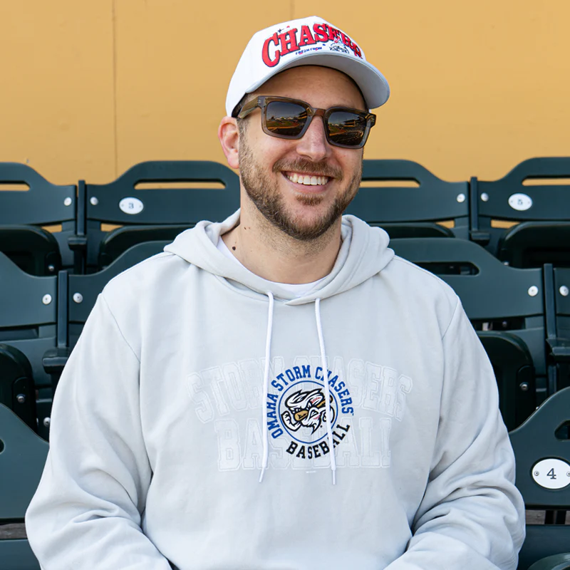 Omaha Storm Chasers Men's Bimm Ridder Silver Caution Sponge Fleece Hoodie - Image 2