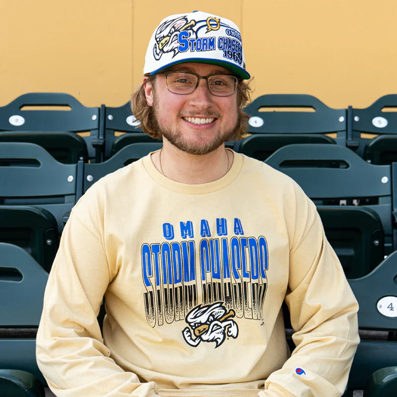 Omaha Storm Chasers Men's Champion Jersey Vegas Gold LS Tee - Image 2