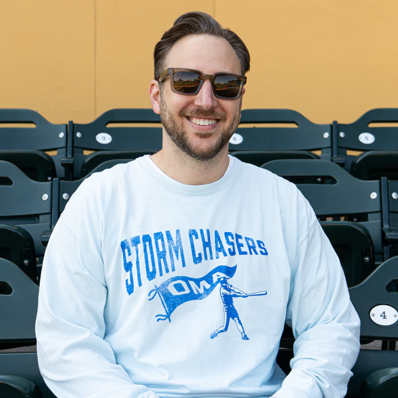 Omaha Storm Chasers Men's Comfort Wash Soothing Blue LS Tee - Image 2