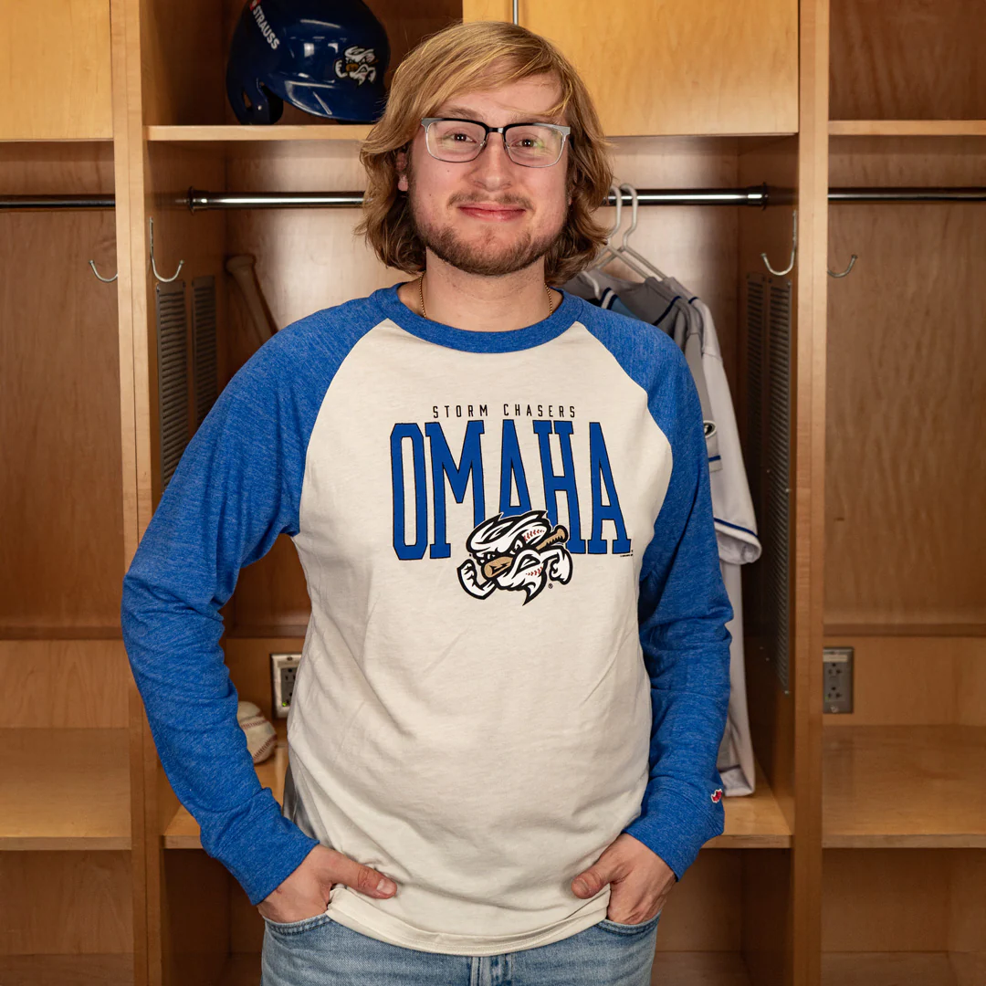 Omaha Storm Chasers Men's L2 Brands Victory Falls Raglan LS Tee - Image 2