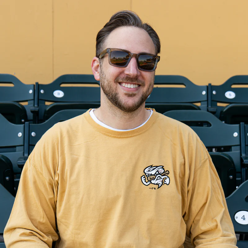 Omaha Storm Chasers Men's Comfort Wash Artisan Gold LS Tee - Image 3