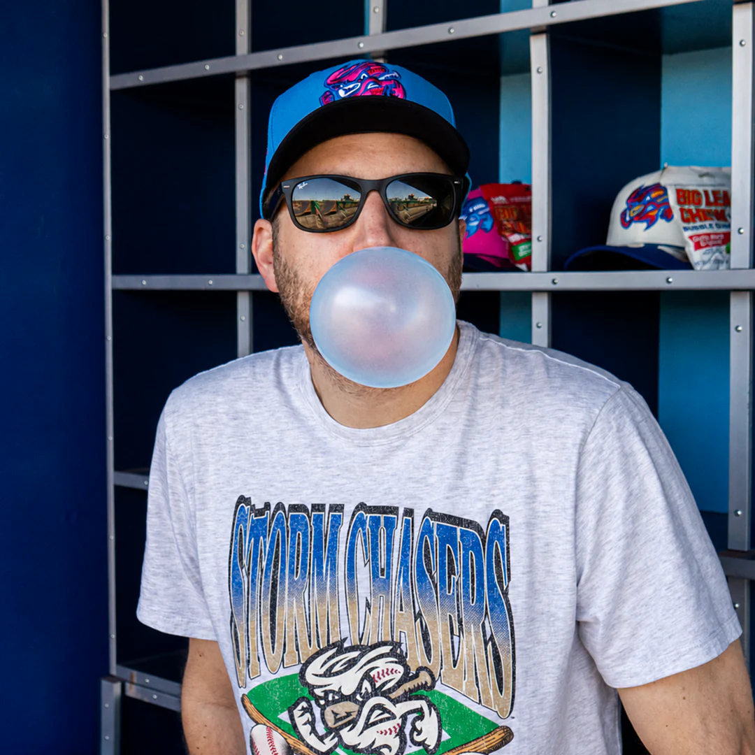 Omaha Storm Chasers New Era 9Seventy Big League Chew Blue Cotton Candy Curveball Cap - Image 3