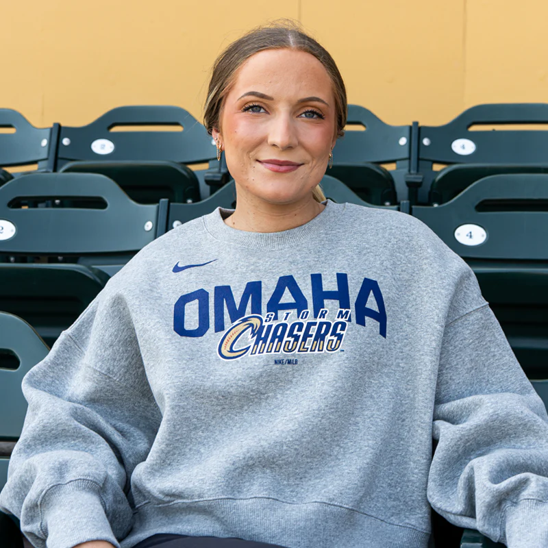 Omaha Storm Chasers Women's Nike Dark Gray Heather Phoenix Fleece Crewneck Sweatshirt - Image 2