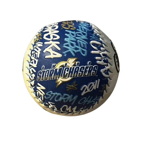 Omaha Storm Chasers Rawlings Royal/White Words Baseball - Image 2