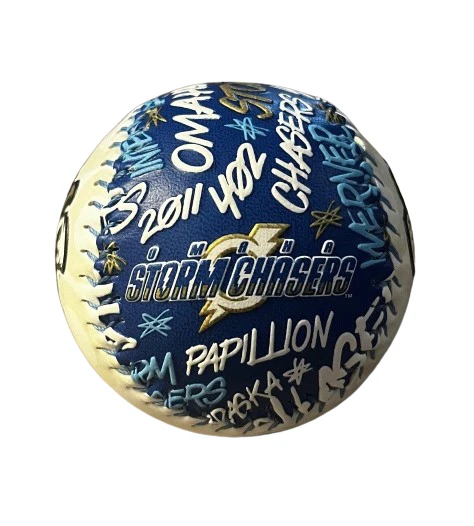 Omaha Storm Chasers Rawlings Royal/White Words Baseball - Image 4