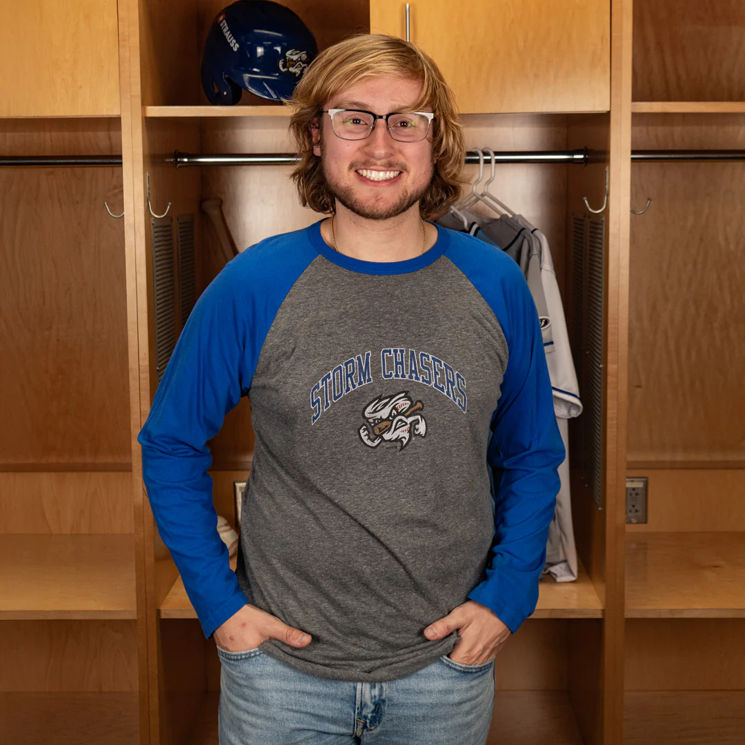 Omaha Storm Chasers Men's Retro Brand Contrast Tri-Raglan LS Tee - Image 2